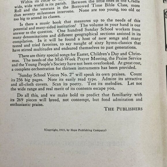 Vintage 1913 Sunday School Voices Number Two - Picture 2 of 11